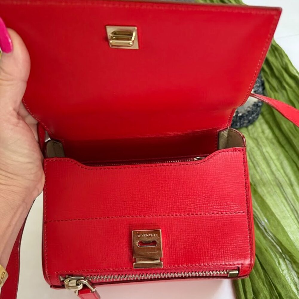 Givenchy Pandora Mini Crossbody Bag Red Leather Authentic - Picture 6 of 13
